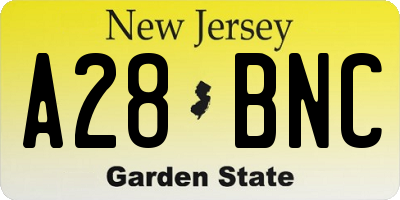 NJ license plate A28BNC