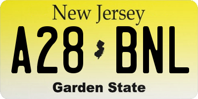 NJ license plate A28BNL