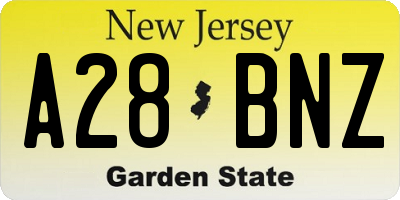 NJ license plate A28BNZ
