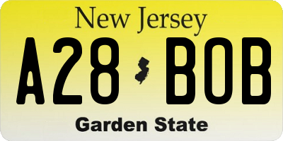 NJ license plate A28BOB