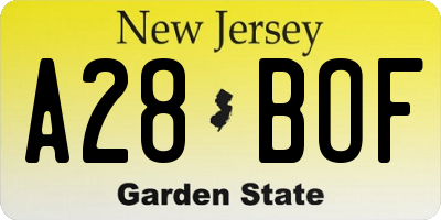 NJ license plate A28BOF