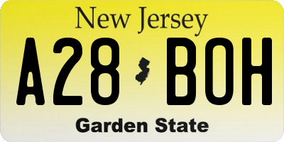NJ license plate A28BOH