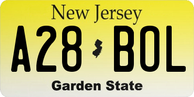 NJ license plate A28BOL