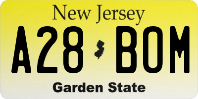 NJ license plate A28BOM