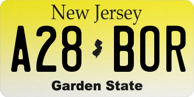 NJ license plate A28BOR