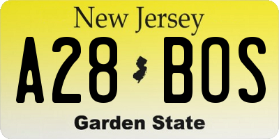 NJ license plate A28BOS