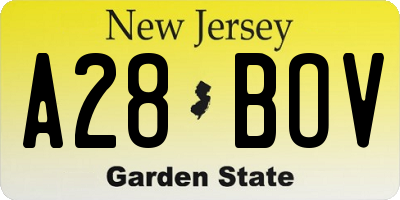 NJ license plate A28BOV