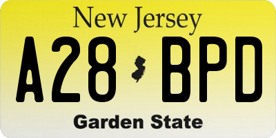 NJ license plate A28BPD