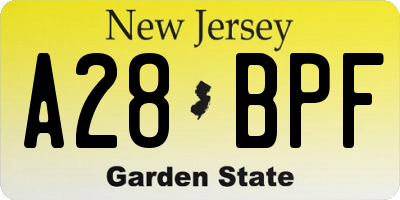 NJ license plate A28BPF