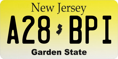 NJ license plate A28BPI