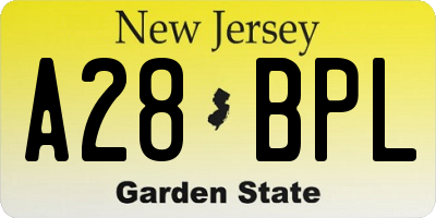 NJ license plate A28BPL