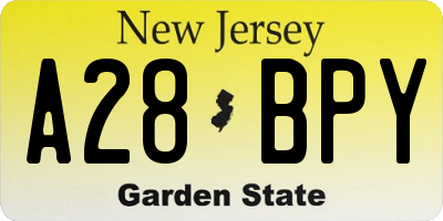 NJ license plate A28BPY