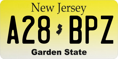 NJ license plate A28BPZ