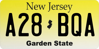 NJ license plate A28BQA