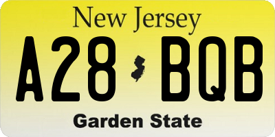 NJ license plate A28BQB