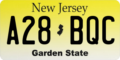 NJ license plate A28BQC