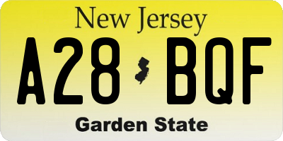 NJ license plate A28BQF