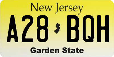 NJ license plate A28BQH