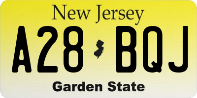 NJ license plate A28BQJ