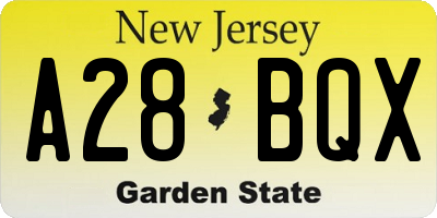 NJ license plate A28BQX