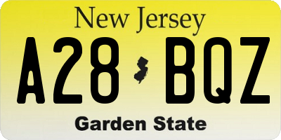 NJ license plate A28BQZ