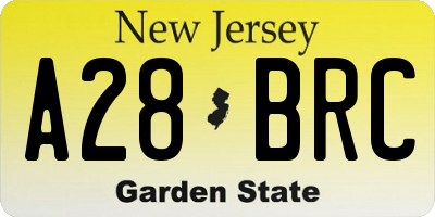 NJ license plate A28BRC