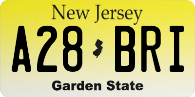 NJ license plate A28BRI