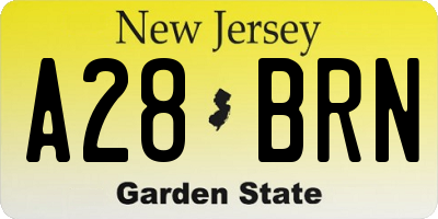 NJ license plate A28BRN