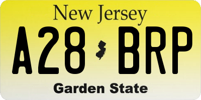 NJ license plate A28BRP
