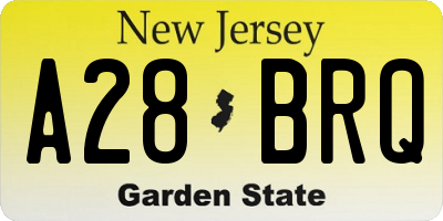 NJ license plate A28BRQ