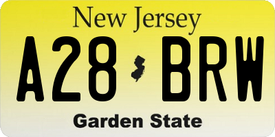 NJ license plate A28BRW