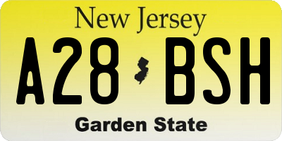 NJ license plate A28BSH