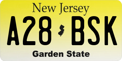 NJ license plate A28BSK