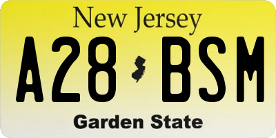 NJ license plate A28BSM