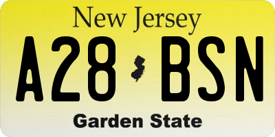 NJ license plate A28BSN