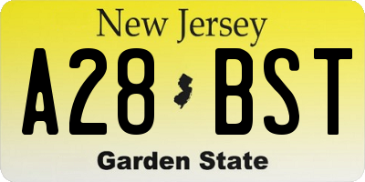 NJ license plate A28BST