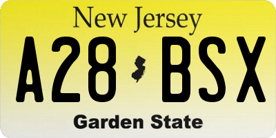 NJ license plate A28BSX