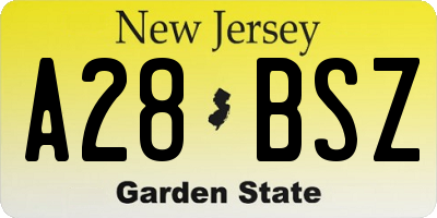 NJ license plate A28BSZ