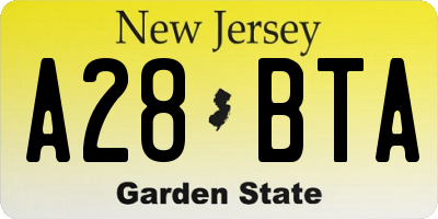 NJ license plate A28BTA