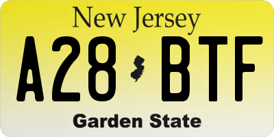 NJ license plate A28BTF