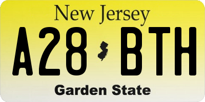 NJ license plate A28BTH