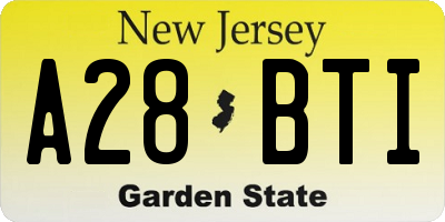 NJ license plate A28BTI