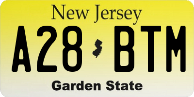 NJ license plate A28BTM