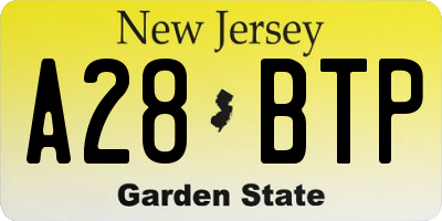 NJ license plate A28BTP