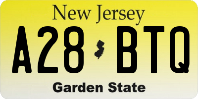 NJ license plate A28BTQ