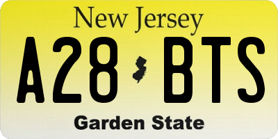 NJ license plate A28BTS