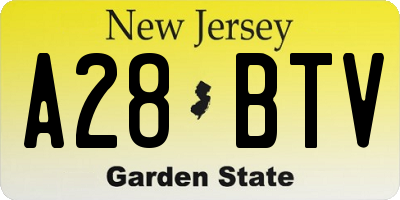 NJ license plate A28BTV