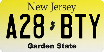 NJ license plate A28BTY