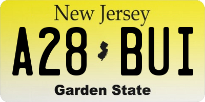 NJ license plate A28BUI