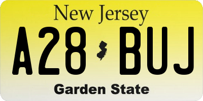 NJ license plate A28BUJ